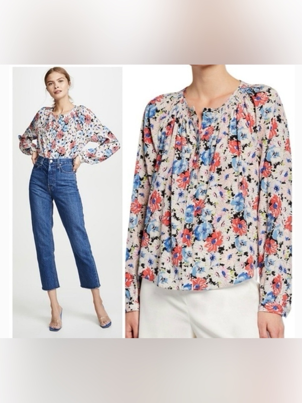 Veronica Beard Silk Floral Watercolor Lightweight Madge Blouse — Size 12